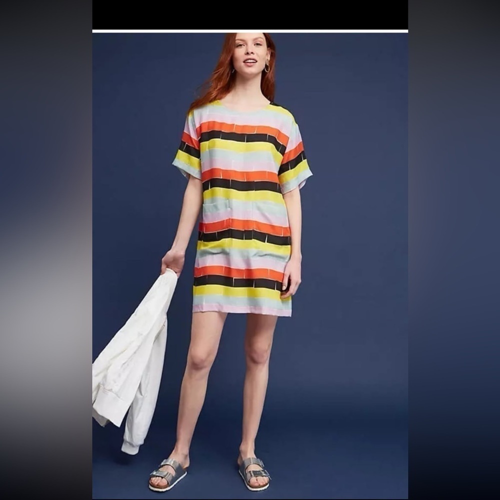 Anthropologie Dusen Dusen Multicolored Striped Tunic dress size XS - Picture 3 of 13